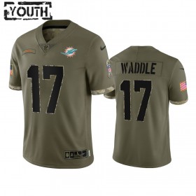 Maillot Miami Dolphins Jaylen Waddle 17 Olive 2022 Salute To Service Limited - Enfant